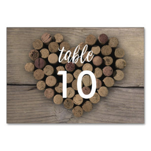 Wine Cork Heart Table Number Card