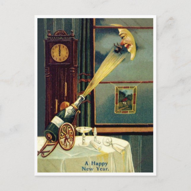 Wine Cork Reaching the Moon Postcard (Front)