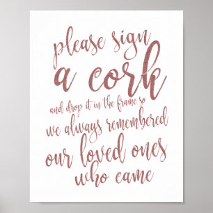 Wine Cork Wedding Guest Book Rose Gold 8x10 Sign