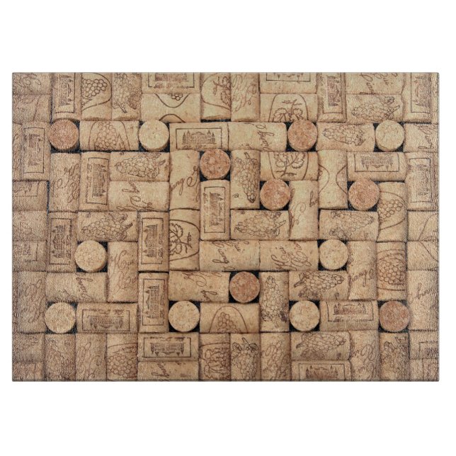 Wine Corks Glass Cutting Board (Front)