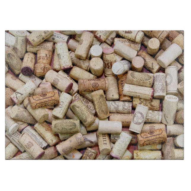 Wine Corks Glass Cutting Board (Front)