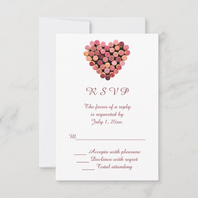 Wine Corks Heart Wedding RSVP (Front)