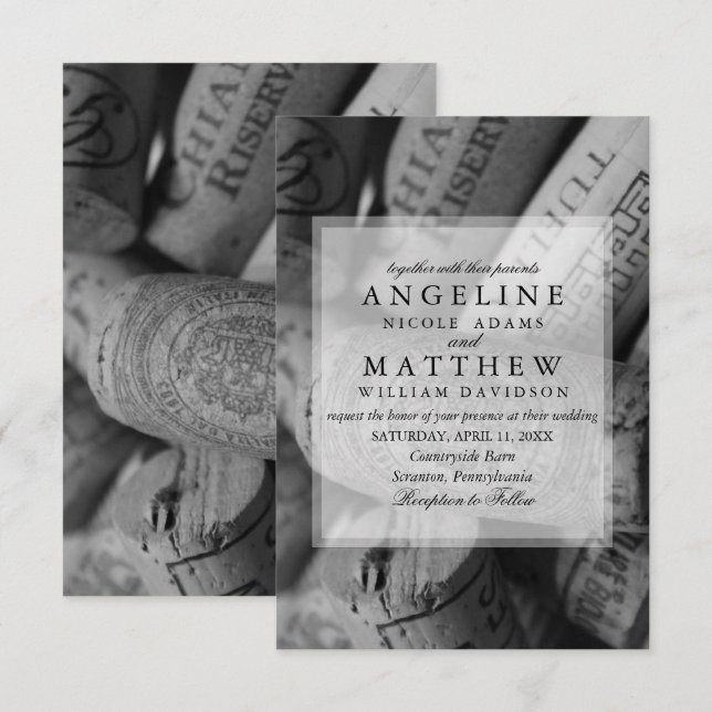 Wine Corks Wedding Invitations (Front/Back)
