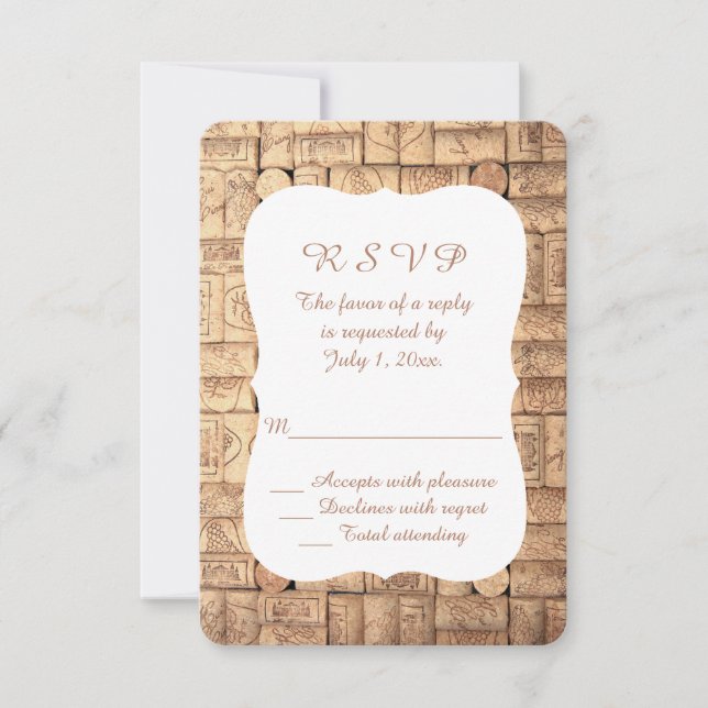 Wine Corks Wedding RSVP Card (Front)