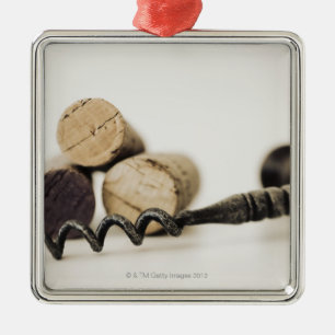 Wine corks with corkscrew metal tree decoration