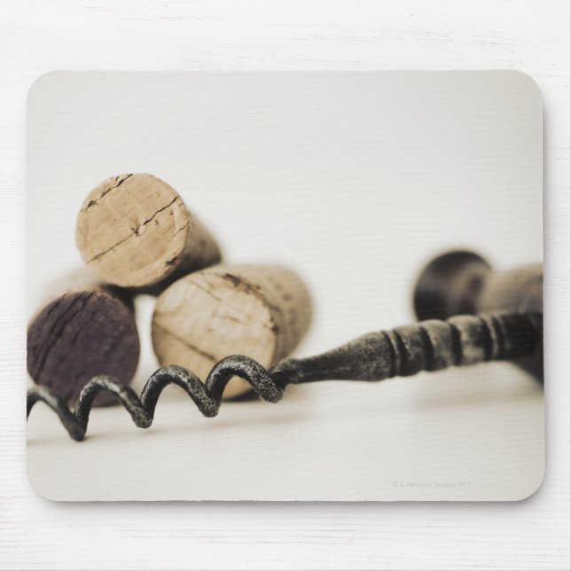 Wine corks with corkscrew mouse pad (Front)