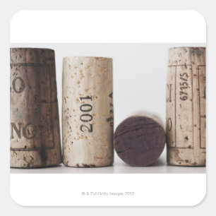 Wine corks with dates square sticker