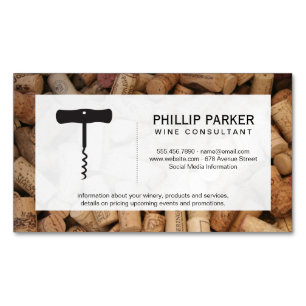 Wine   Corkscrew (cork pile) frame Magnetic Business Card