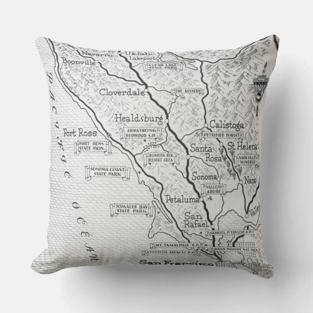  Wine Country Map Cushion (Front)