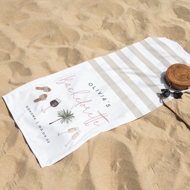 Wine Country Personalised Bachelorette Party Beach Towel (Creator Uploaded)