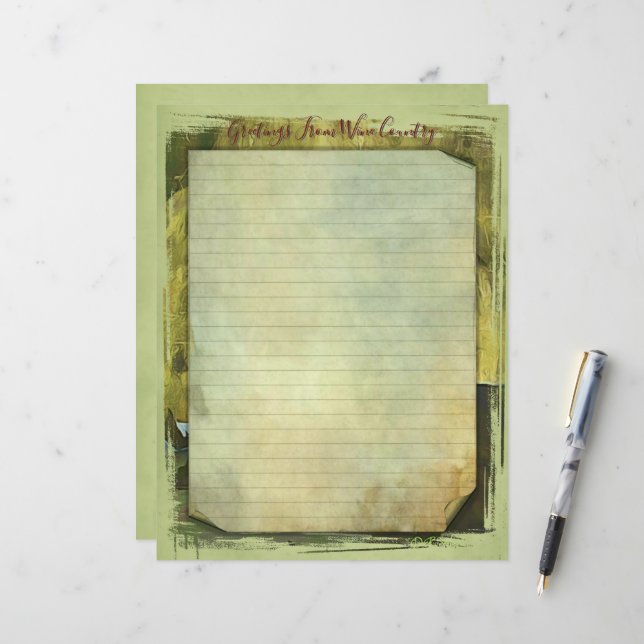 Wine Country Stationary 8.5''x11'' Paper Sheet (Front/Back In Situ)