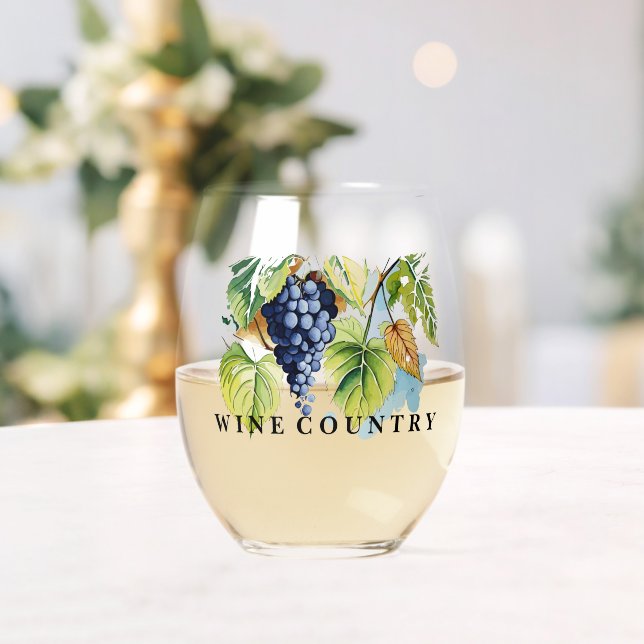 Wine Country Stemless Wine Glass (Insitu (Wedding))