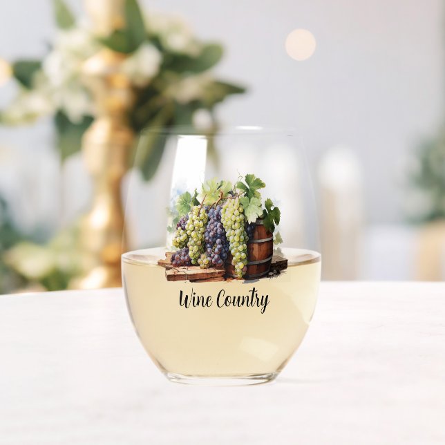 Wine Country Stemless Wine Glass (Insitu (Wedding))