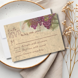 Wine Country Wedding Rustic Elegant RSVP Card