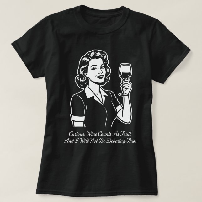 Wine Counts As Fruit Retro T-Shirt (Design Front)