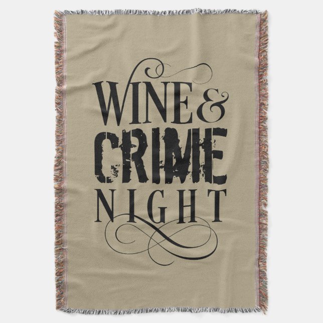 Wine & Crime Night - funny true crime Throw Blanke (Front Vertical)