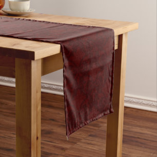 Wine Damask Bows Short Table Runner