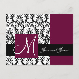 Wine Damask Save the Date Wedding Announcement Postcard