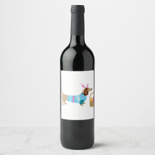 Wine Daschund Easter Doxie Wine Label