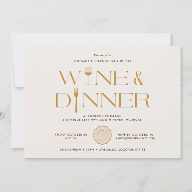 Wine Dinner Invitation Corporate Event (Front)