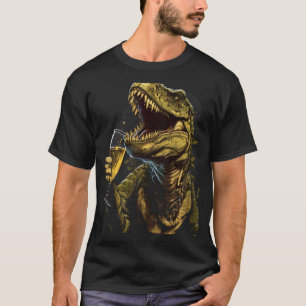 Wine Dinosaur T-Rex Drinking Wine Glass White Wine T-Shirt