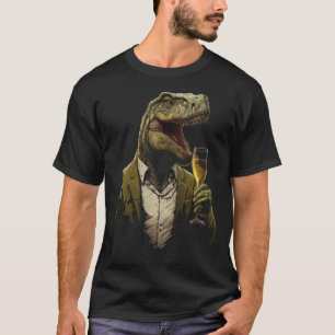 Wine Dinosaur T-Rex Drinking Wine Glass White Wine T-Shirt
