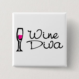 Wine Diva 15 Cm Square Badge