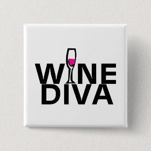Wine Diva 15 Cm Square Badge