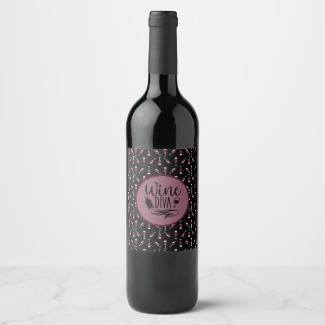 Wine Diva Wine Goblet Pattern Label (Front)