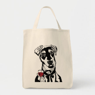 Wine dog  tote bag