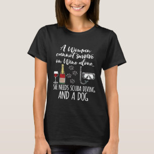 Wine Dogs And Scuba Funny Prosecco Champagne Dive T-Shirt