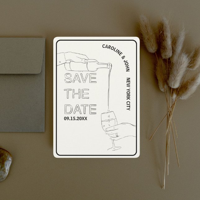 Wine Doodle Wedding Save The Date  Invitation (Creator Uploaded)