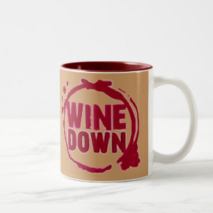 "WINE DOWN"....WINE STAIN DESIGN Two-Tone COFFEE MUG