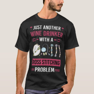 Wine Drinker Cross Stitching T-Shirt