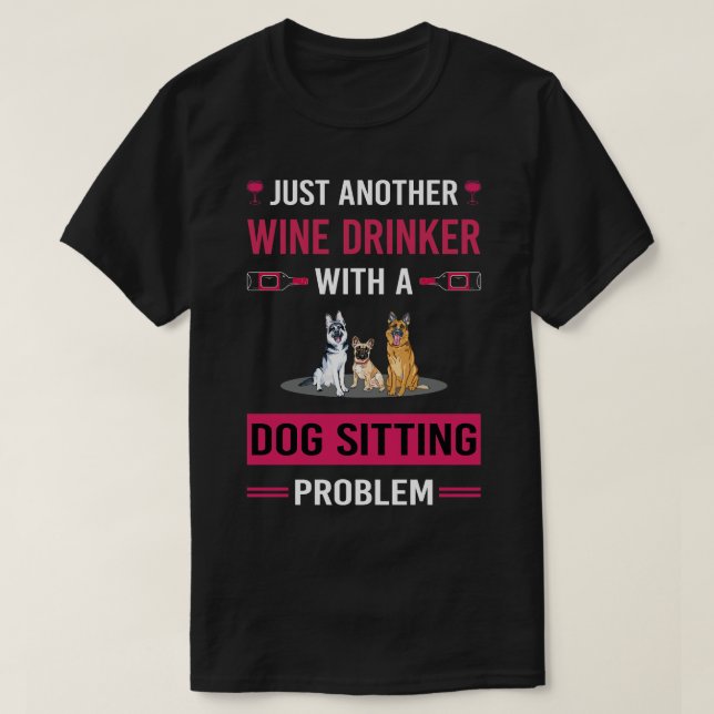 Wine Drinker Dog Sitting T-Shirt (Design Front)
