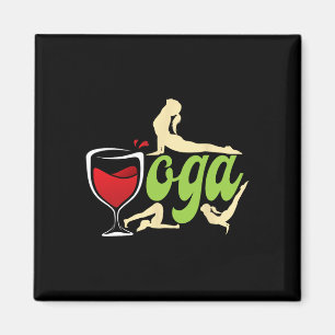 Wine Drinker Wine Yoga Yogis Funny Wine Yoga Magnet