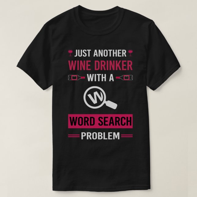 Wine Drinker Word Search T-Shirt (Design Front)