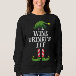 Wine Drinking Elf Matching Family Group Christmas Sweatshirt