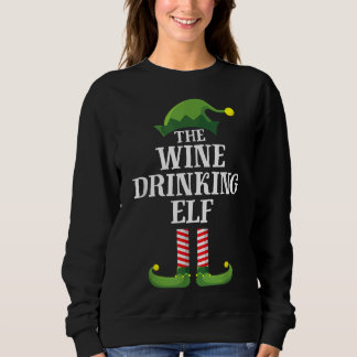 Wine Drinking Elf Matching Family Group Christmas Sweatshirt