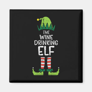 Wine Drinking Elf Xmas Christmas For Family Mum Magnet