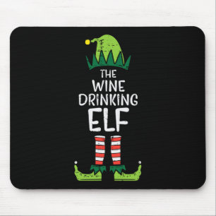 Wine Drinking Elf Xmas Christmas For Family Mum Mouse Pad