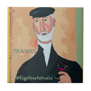 Wine Drinking Man Ceramic Tile