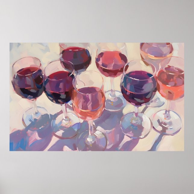 Wine drinks Red Tropical pink wine drink set  Poster (Front)