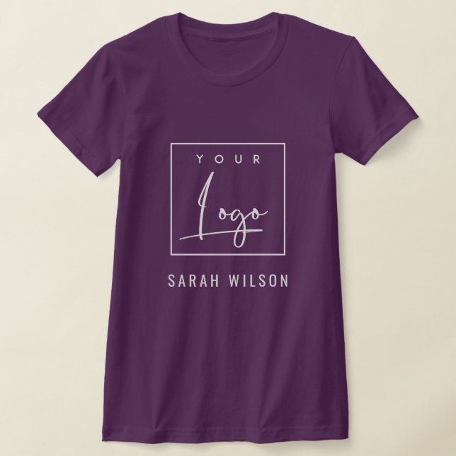 Wine Eggplant Business Add Your Logo With Name T-Shirt (Laydown)