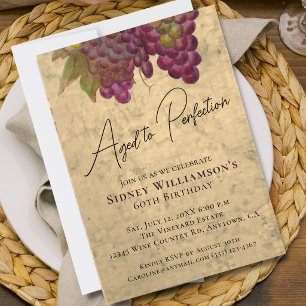 Wine Elegant 60th Birthday Aged to Perfection  Invitation