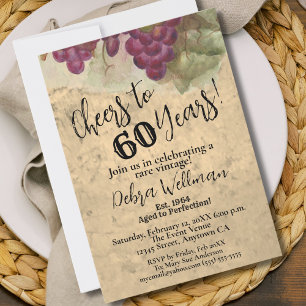 Wine Elegant 60th Birthday   Cheers to 60 Years  Invitation