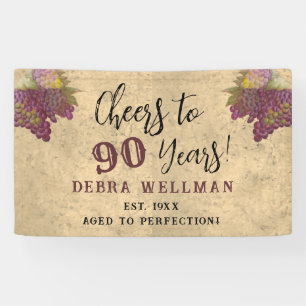 Wine Elegant 90th Birthday Cheers to 90 Years  Banner