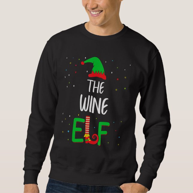 Wine Elf Family Matching Christmas Pjs Funny Sweatshirt (Front)