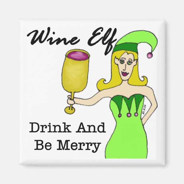 Wine Elf Fridge Magnet (Front)