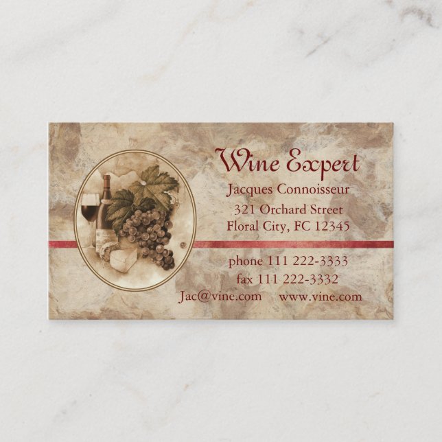 Wine Expert Business Card (Front)